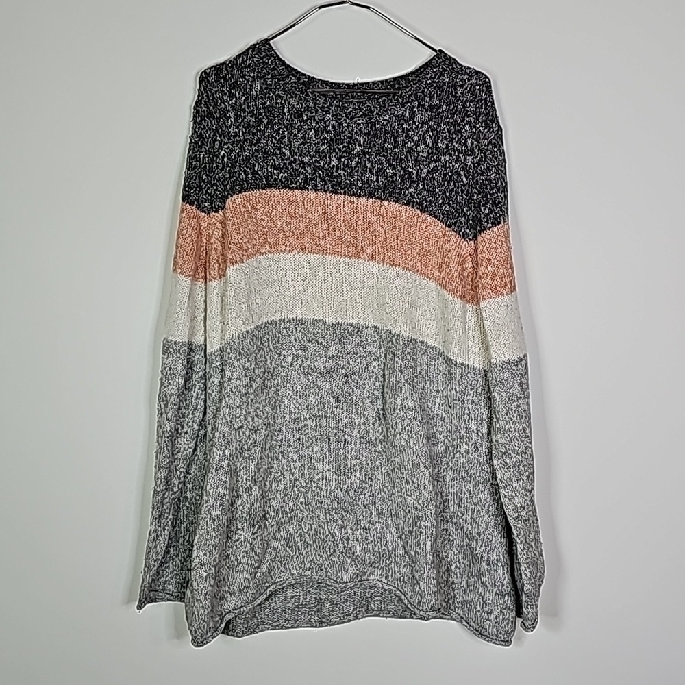Dc jeans XL gray and pink striped sweater